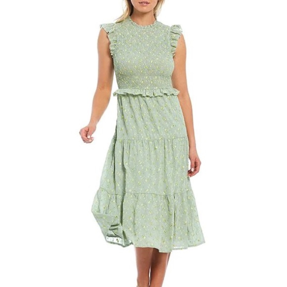 **NEW WITH TAGS** Lockhart Mock Neck Sleeveless Embroidered Midi Dress